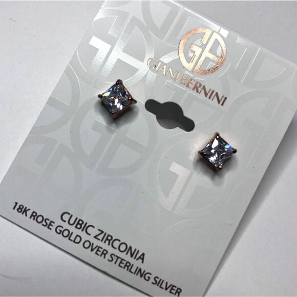 171 Giani Bernini Rose Gold over sterling 925 6mm  CZ stud earrings $40 - Picture 1 of 3